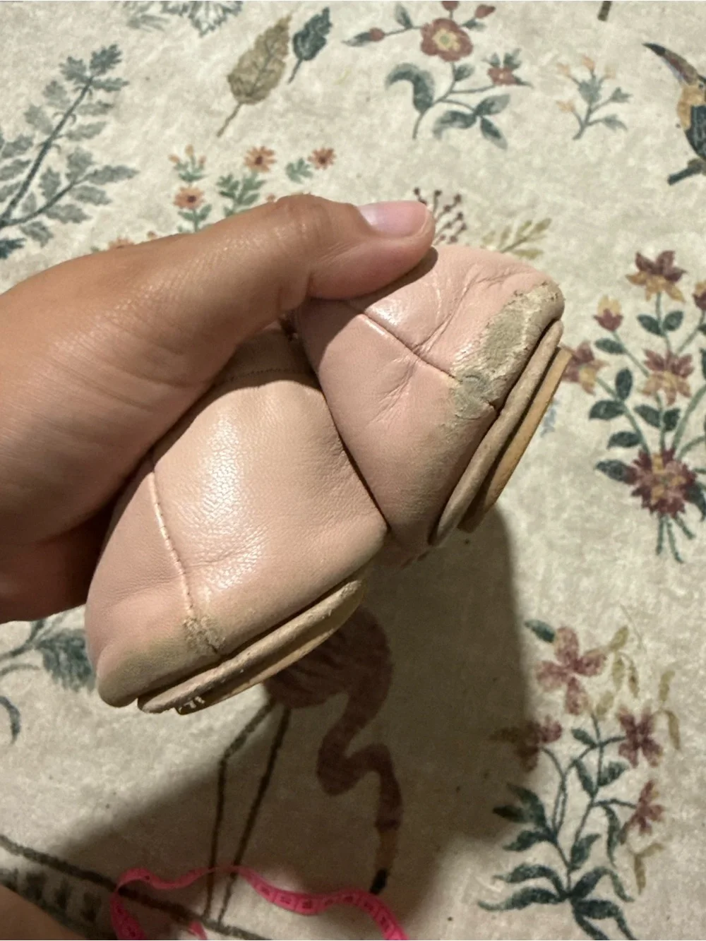 Tory Burch Pale Pink Leather Logo Ballet Flats 11M